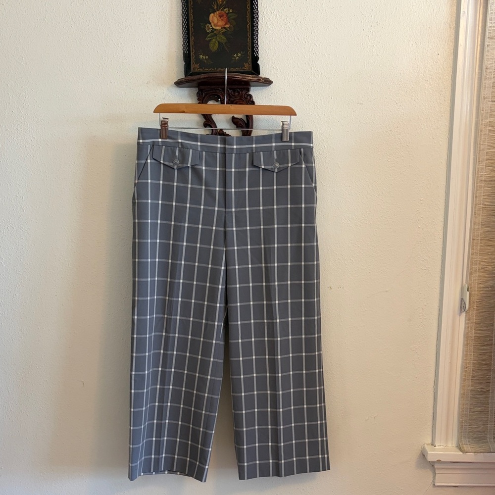 Anthropologie grey & white windowpane Pants